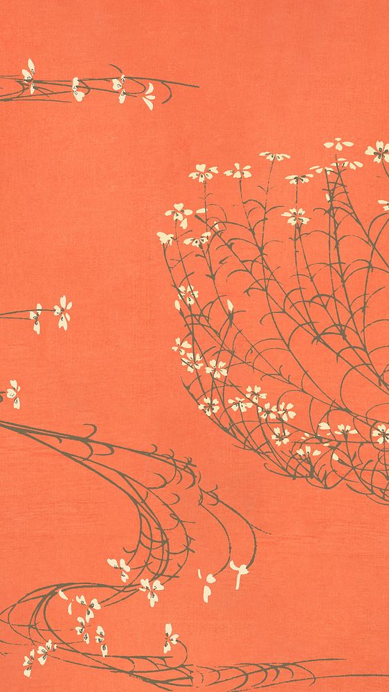 Vintage Japanese flower mobile wallpaper. Remixed by rawpixel.