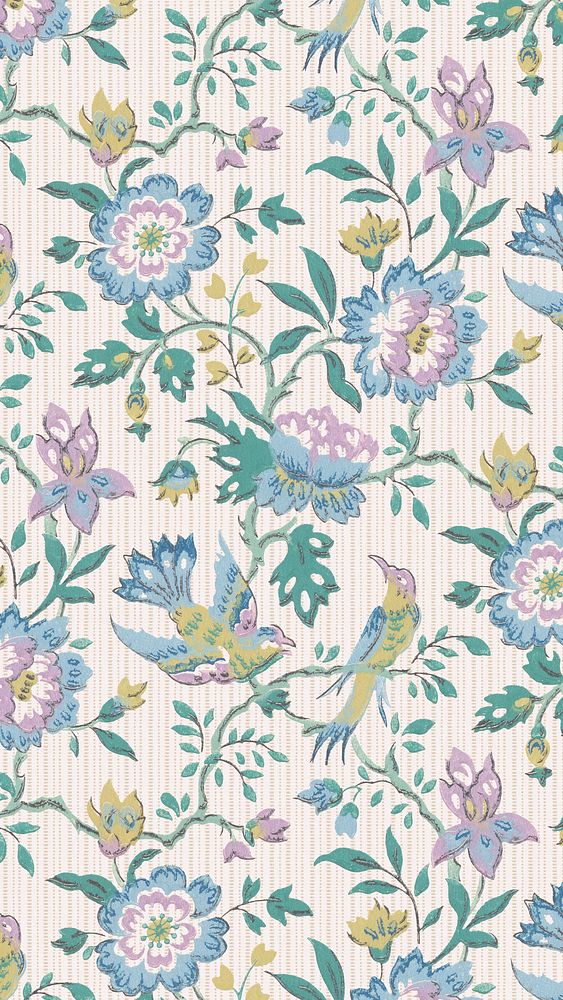 Vintage floral pattern iPhone wallpaper. Remixed by rawpixel.