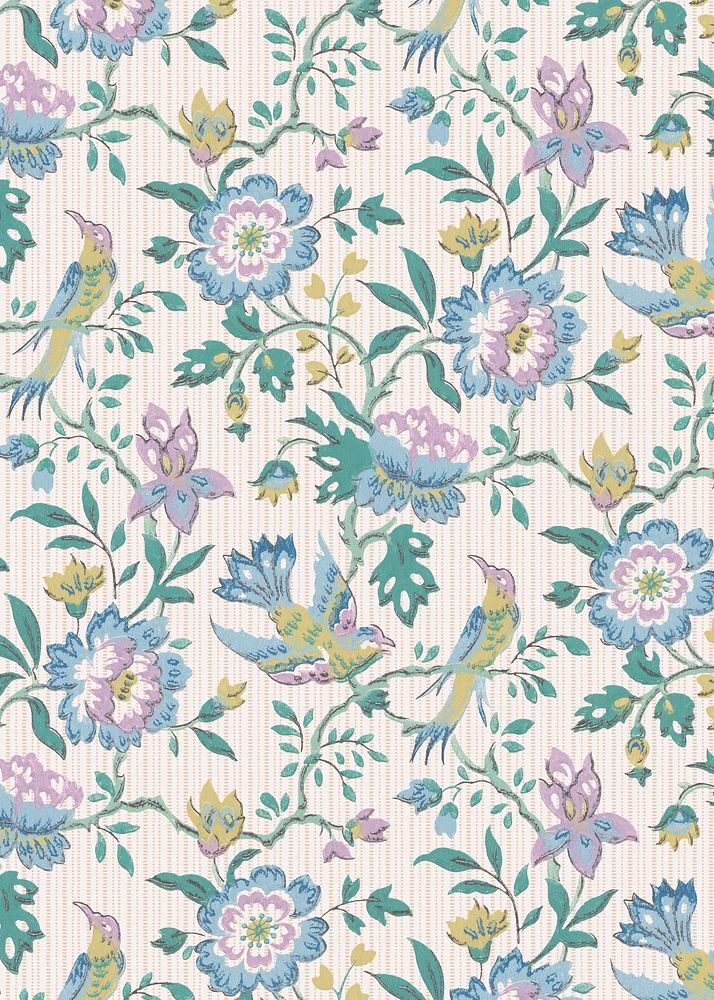 Vintage green  floral pattern background. Remixed by rawpixel.