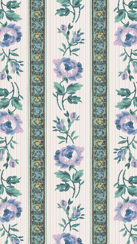 Vintage floral pattern iPhone wallpaper. Remixed by rawpixel.