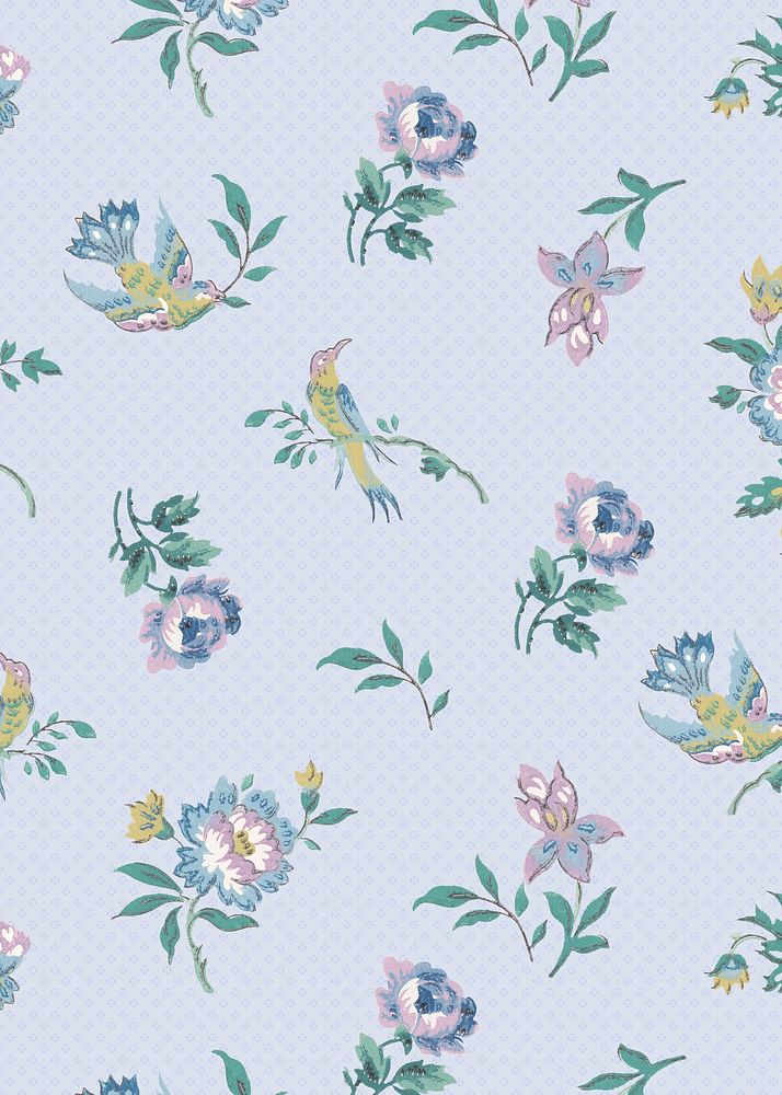 Vintage blue flower pattern background. Remixed by rawpixel.