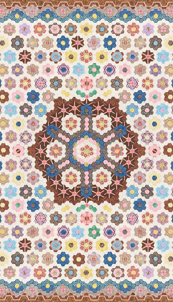 Patchwork quilt pattern iPhone wallpaper. Remixed by rawpixel.