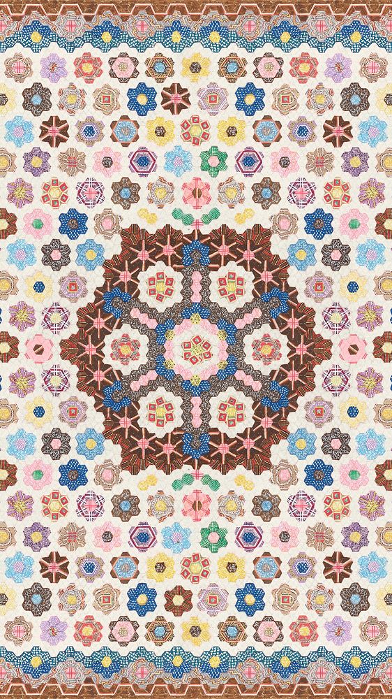 Patchwork quilt pattern mobile wallpaper. Remixed by rawpixel.