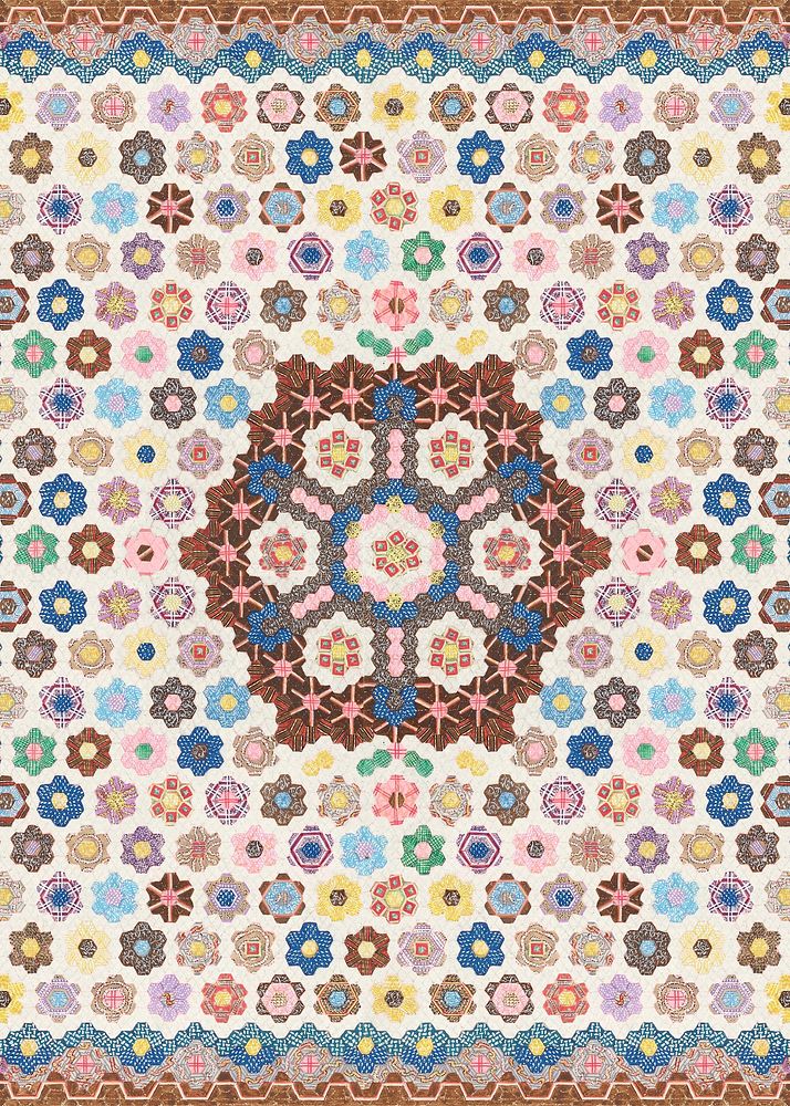 Patchwork floral quilt pattern background. Remixed by rawpixel.