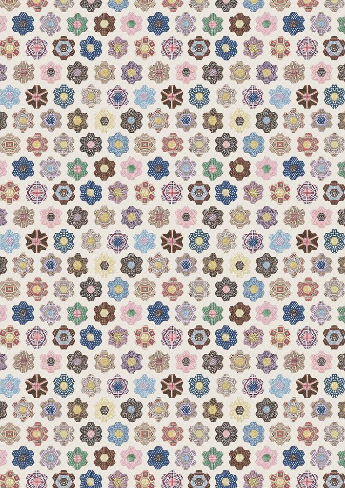 Floral pattern quilt  background. Remixed by rawpixel.