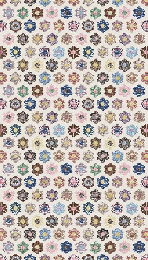 Floral pattern quilt  mobile wallpaper. Remixed by rawpixel.