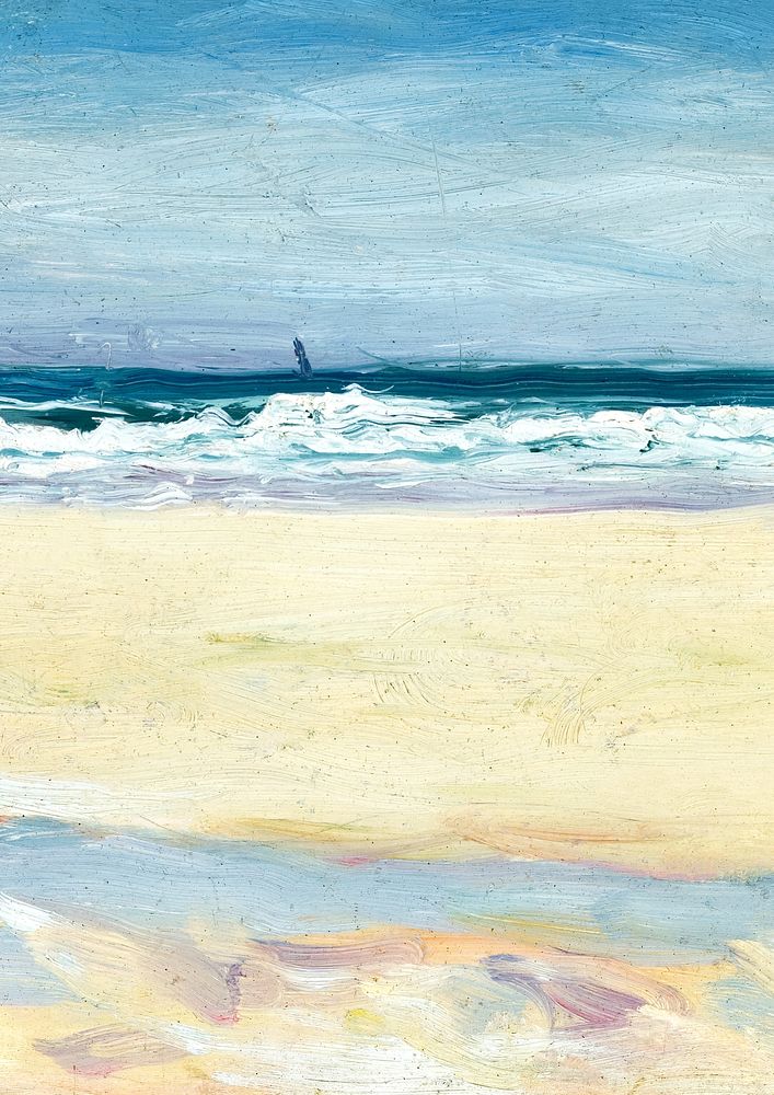 Vintage beach painting  background. Remixed by rawpixel.