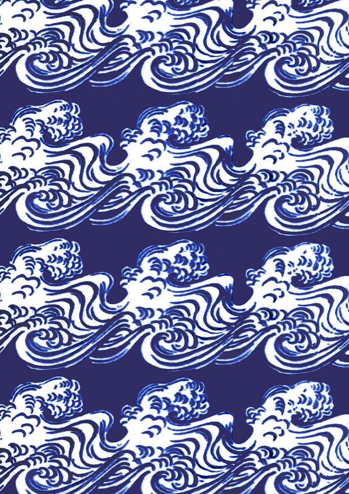 Japanese waves pattern, blue background. Remixed by rawpixel.