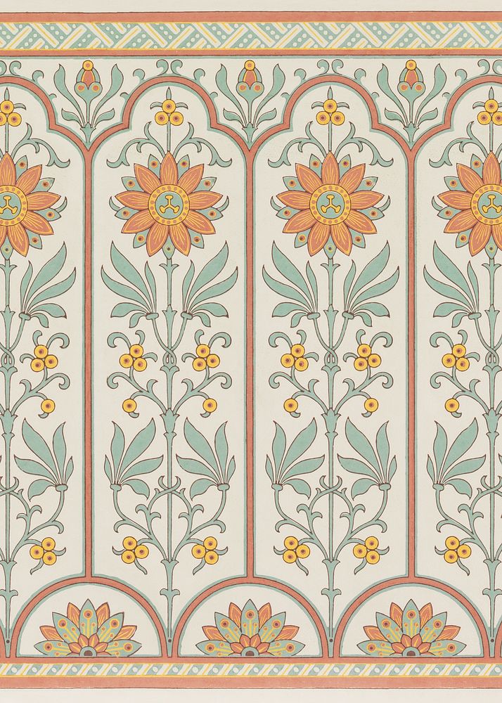 Japanese passion floral  pattern background. Remixed by rawpixel.