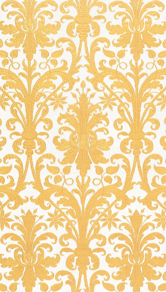 Gold ornate pattern mobile wallpaper, vintage background. Remixed by rawpixel.