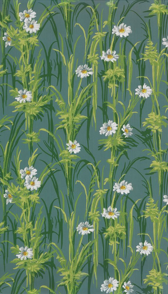 Green floral pattern iPhone wallpaper. Remixed by rawpixel.