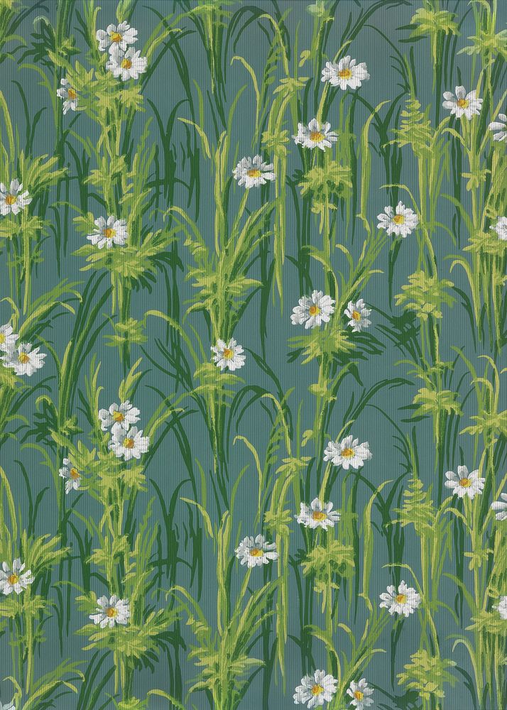 Green floral pattern background. Remixed by rawpixel.