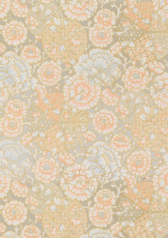 Vintage flower pattern background. Remixed by rawpixel.