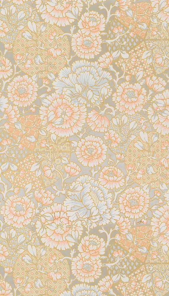 Vintage flower pattern iPhone wallpaper. Remixed by rawpixel.