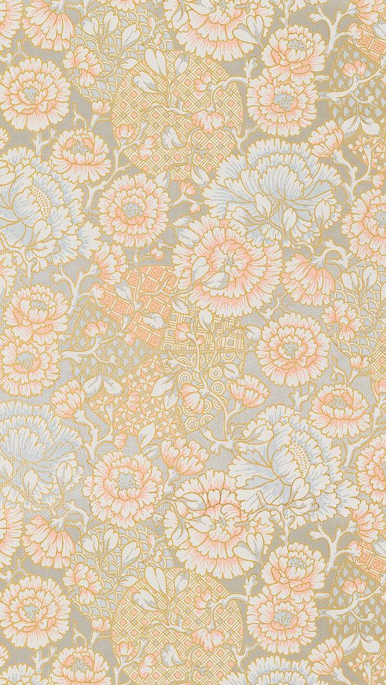 Vintage flower pattern mobile wallpaper. Remixed by rawpixel.