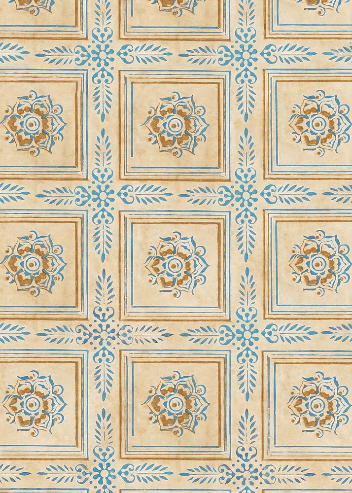 Vintage flower tile pattern background. Remixed by rawpixel.