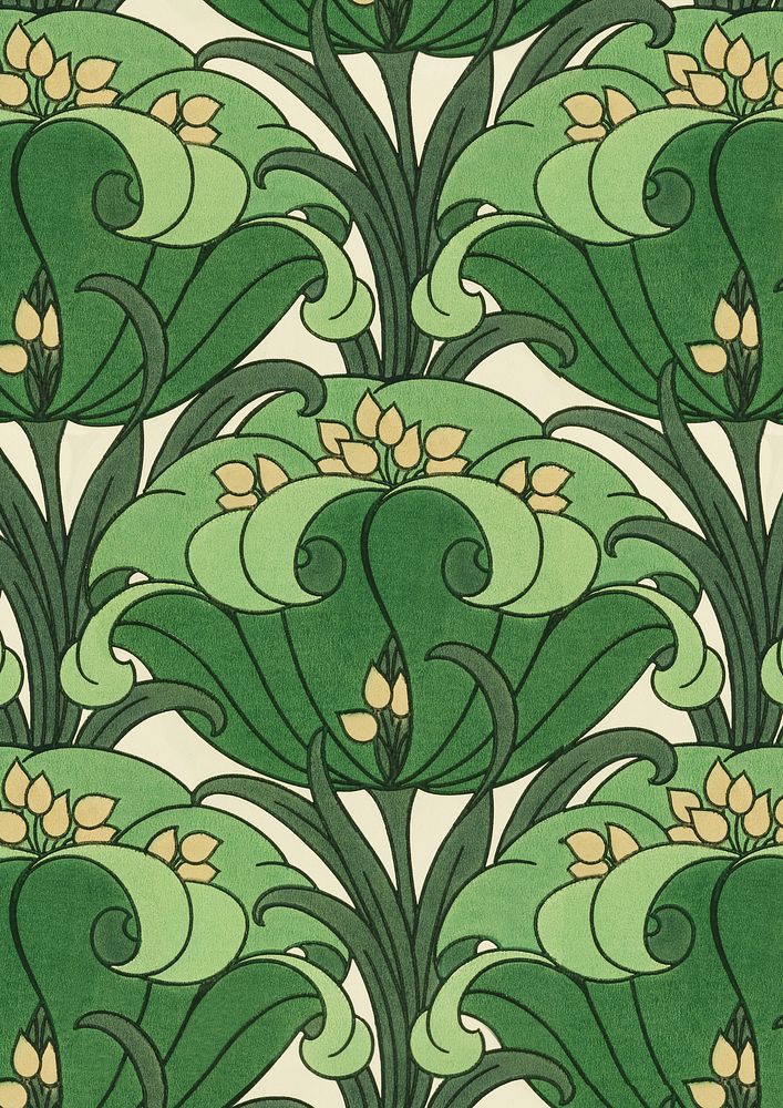 Green flower pattern background. Remixed by rawpixel.