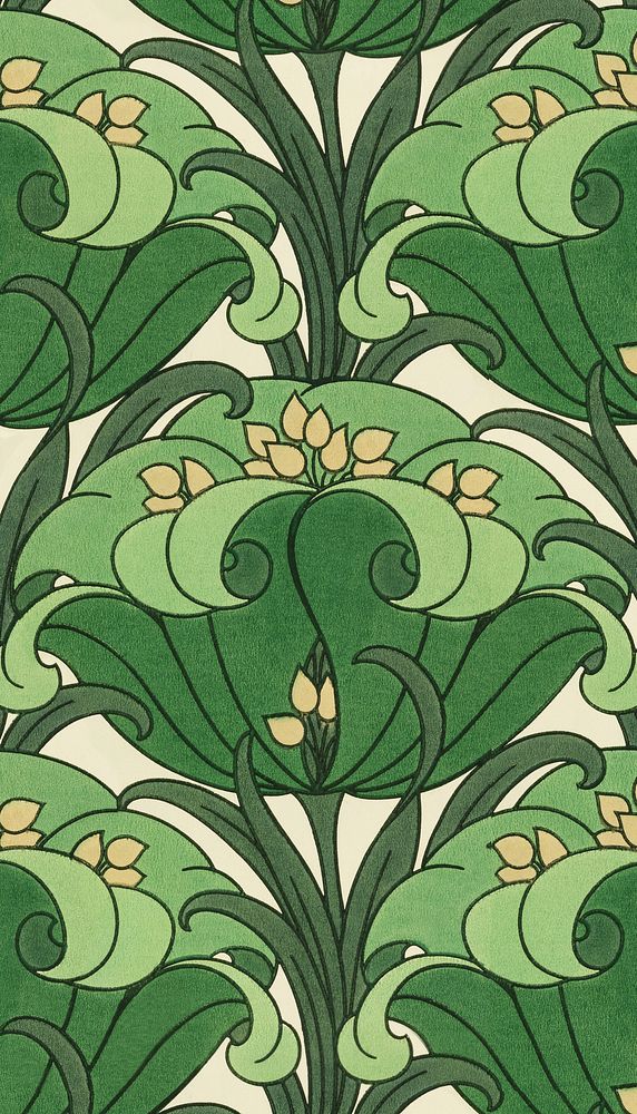 Green flower pattern iPhone wallpaper. Remixed by rawpixel.