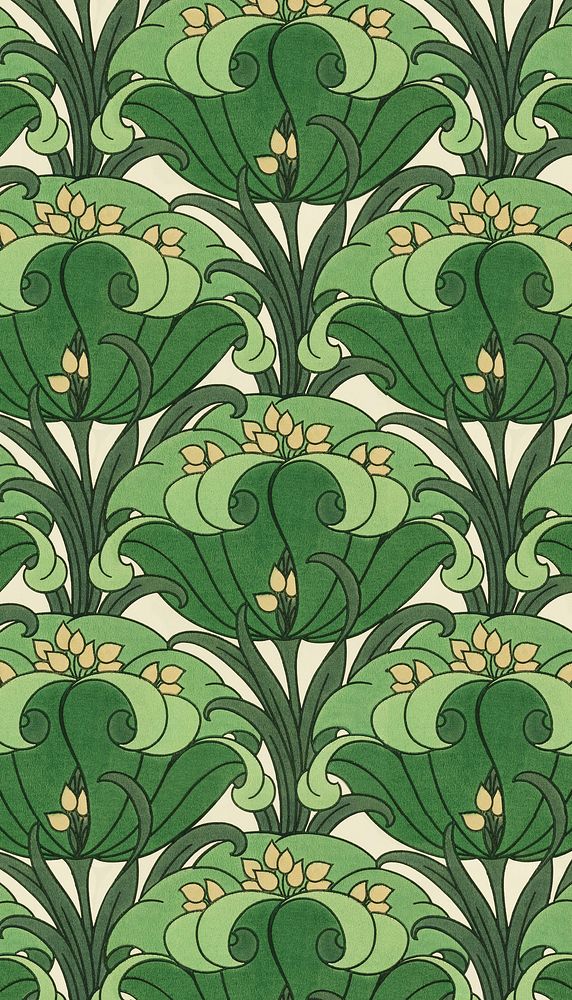 Green flower pattern iPhone wallpaper. Remixed by rawpixel.