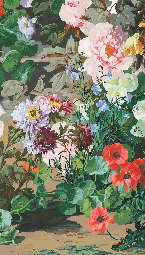 Vintage flower garden iPhone wallpaper. Remixed by rawpixel.