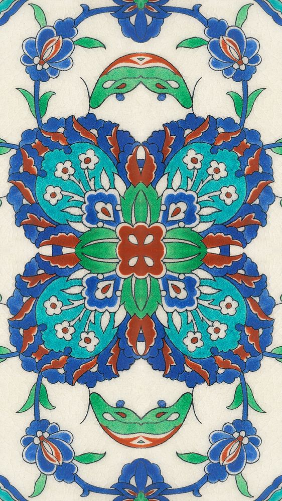 Persian tile mobile wallpaper. Remixed by rawpixel.