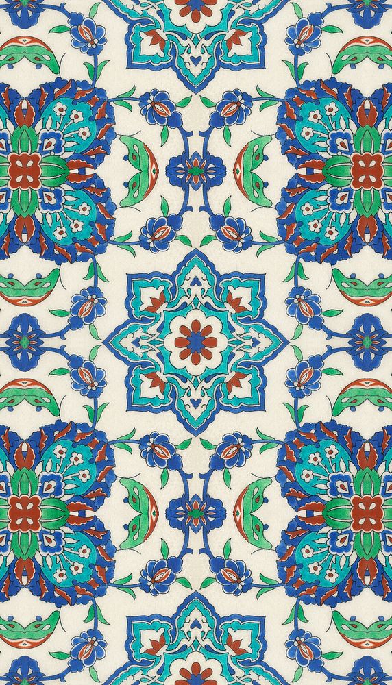 Persian tile pattern mobile wallpaper. | Free Photo Illustration - rawpixel