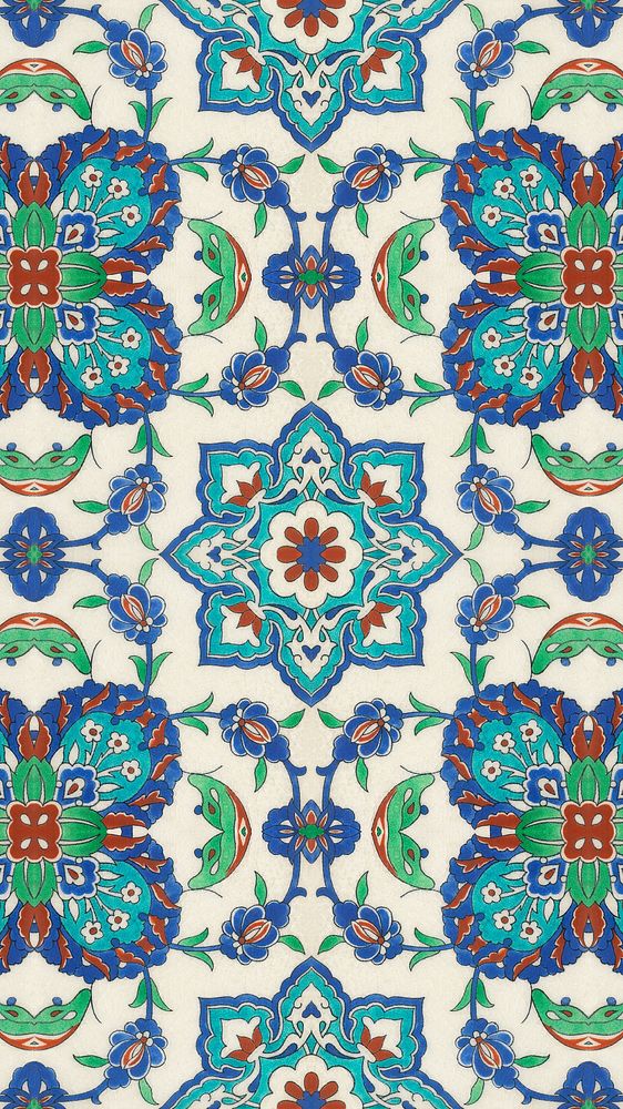 Persian tile pattern iPhone wallpaper. Remixed by rawpixel.