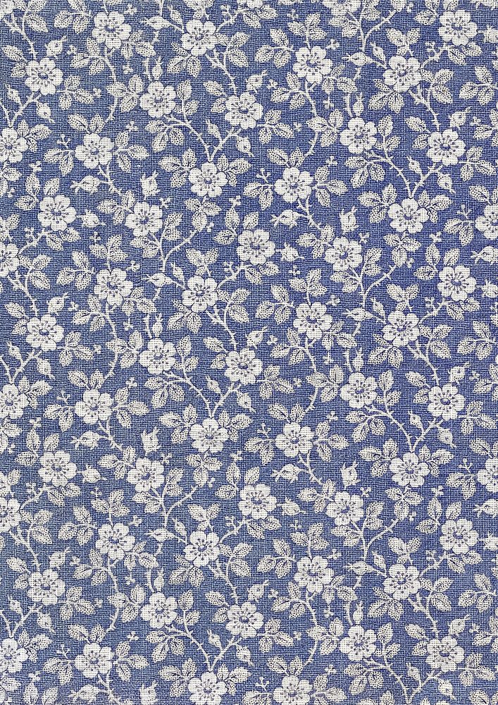 Vintage flower pattern, blue background. Remixed by rawpixel.