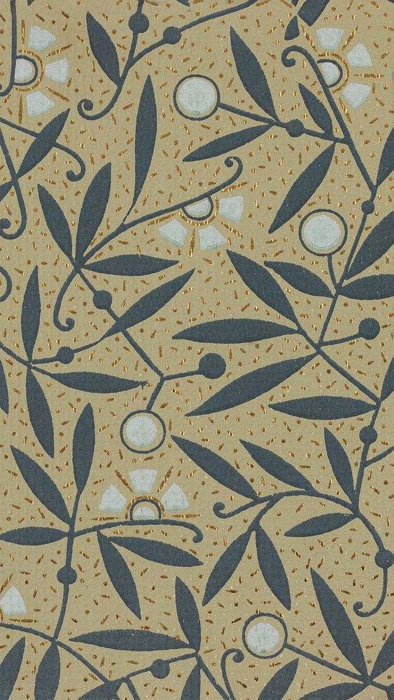 Vintage leaf pattern iPhone wallpaper. Remixed by rawpixel.