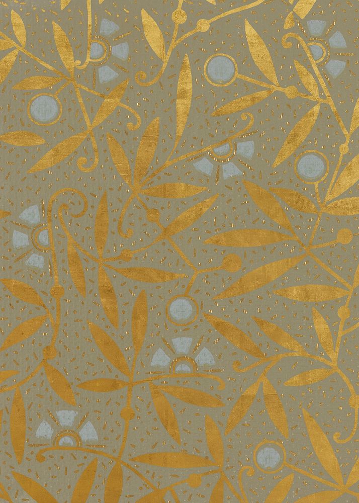 Gold leaf pattern, vintage background. Remixed by rawpixel.