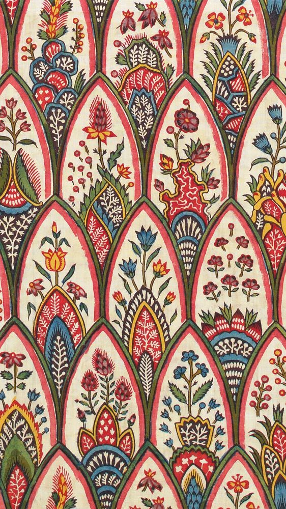 Vintage floral pattern  mobile wallpaper. Remixed by rawpixel.