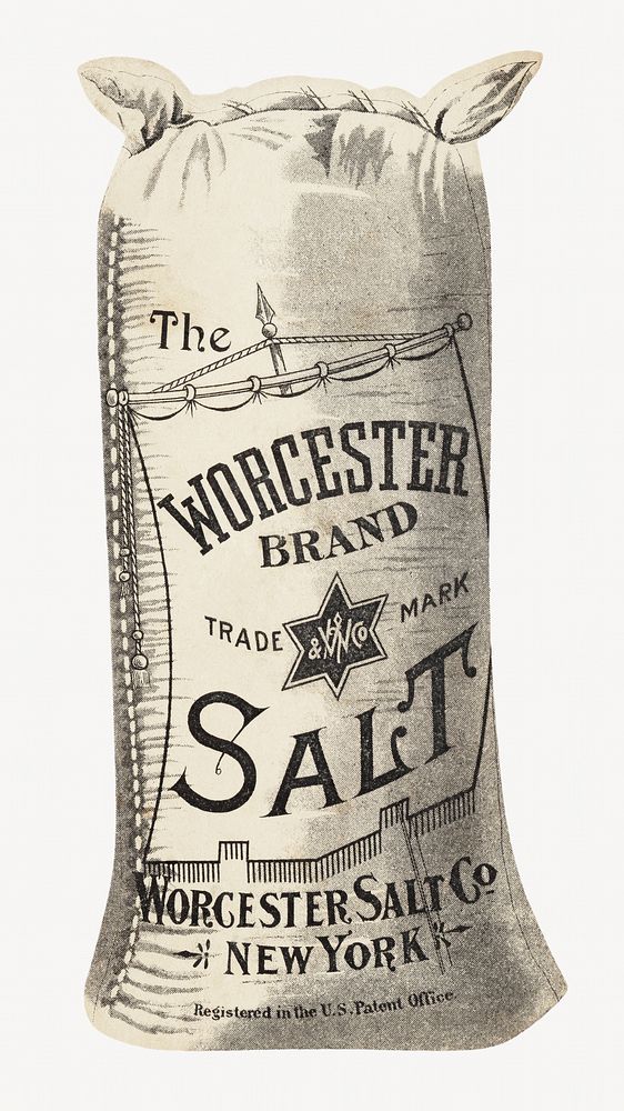 The Worcester brand salt (1890). Original public domain image from Digital Commonwealth. Digitally enhanced by rawpixel.