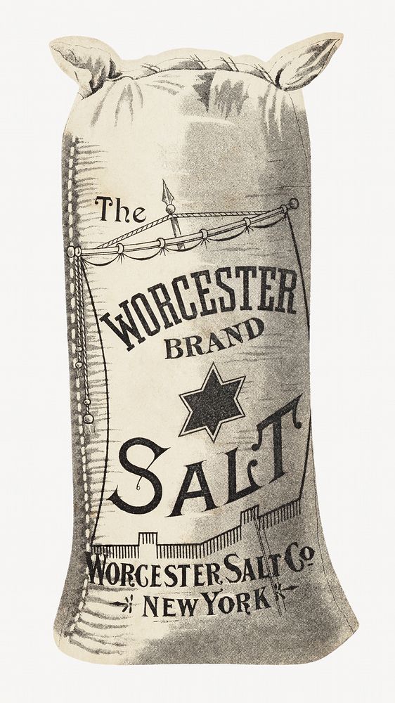 The Worcester brand salt (1890). Original public domain image from Digital Commonwealth. Digitally enhanced by rawpixel.