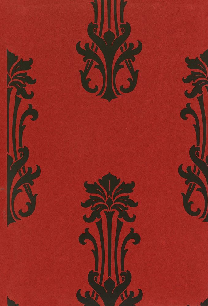 Sidewall Staggered anthemion motifs in black on a red ground. Original public domain image from Smithsonian. Digitally…