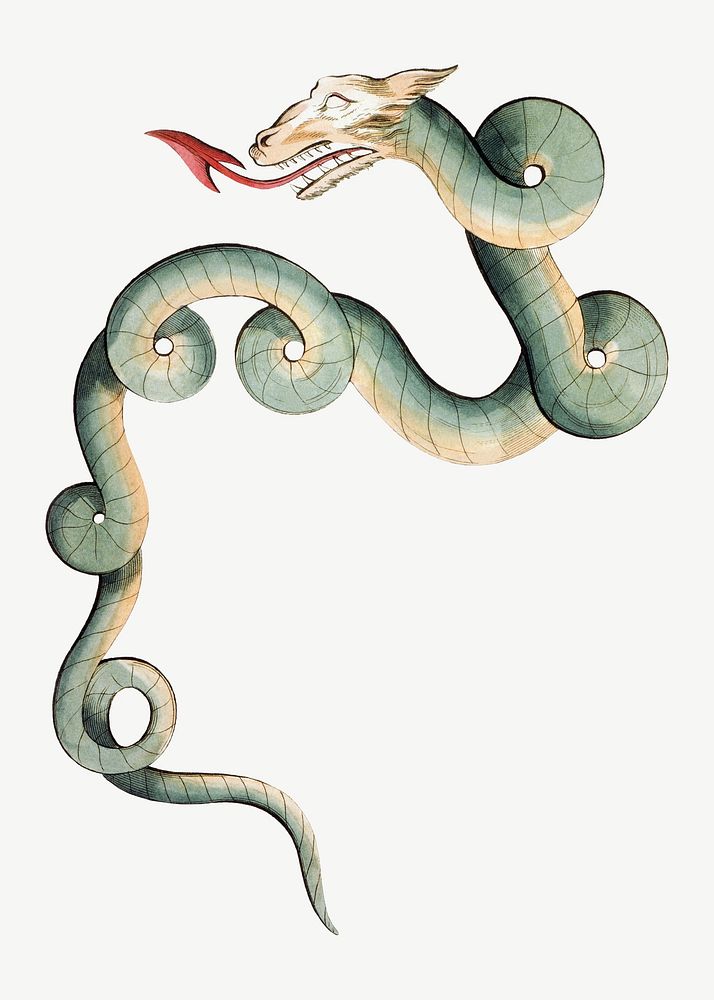 Mythological snake, Draco constellation illustration collage element psd. Remixed by rawpixel.