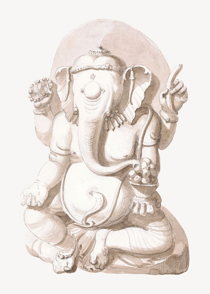 Ganesha, Hindu Elephant Statue illustration isolated design. Remixed by rawpixel.
