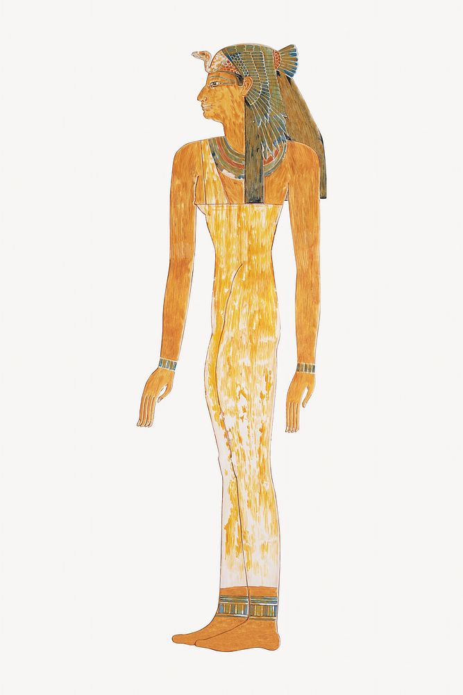 Thutmose I's mother, ancient Egyptian illustration by Nina de Garis Davies.  Remixed by rawpixel. 