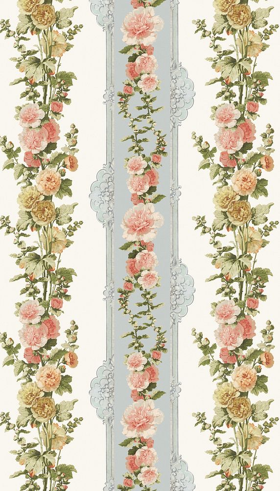 Vintage flower patterned iPhone wallpaper.  Remixed by rawpixel.