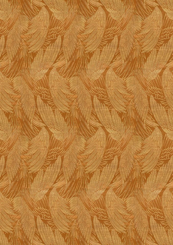 Gold bird wings background, feather patterned design.  Remixed by rawpixel.