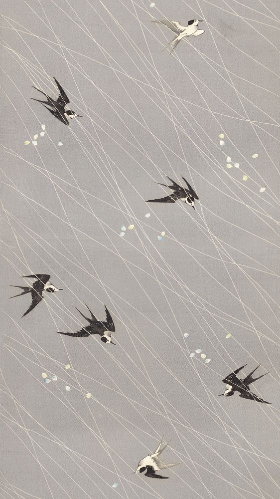 Swallow bird patterned iPhone wallpaper, vintage animal illustration by Nampei.  Remixed by rawpixel.