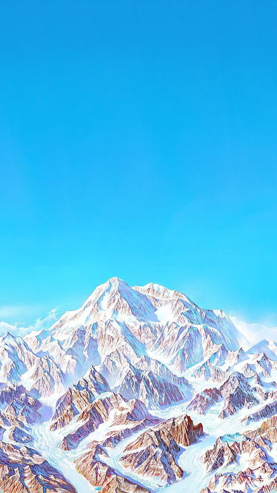 Denali National Park iPhone wallpaper, mountain landscape by Heinrich C. Berann.  Remixed by rawpixel.