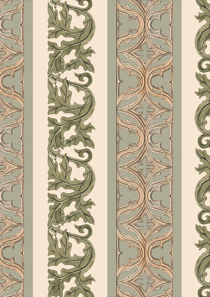 Ornamental leaf patterned background, vintage botanical illustration.  Remixed by rawpixel.