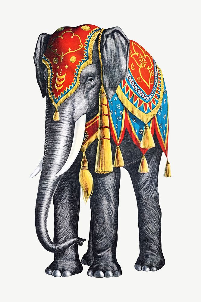 Vintage circus elephant, animal illustration psd.  Remixed by rawpixel. 