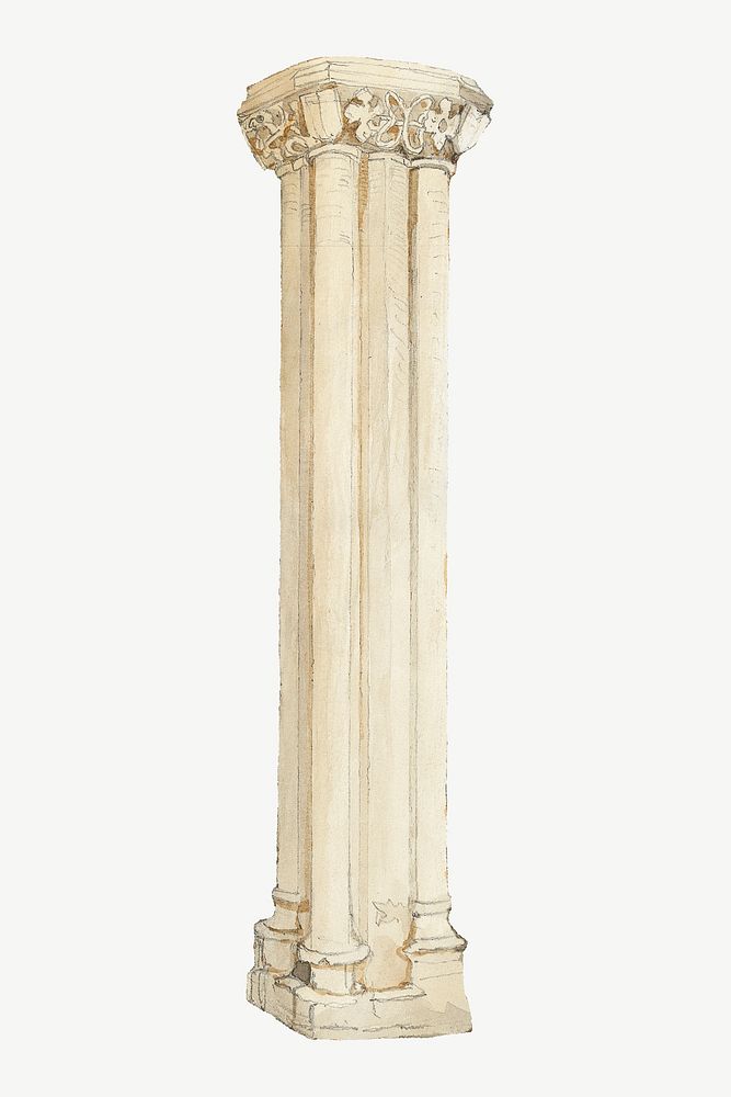 Pillar, medieval architecture illustration by Rev. James Bulwer psd.  Remixed by rawpixel. 