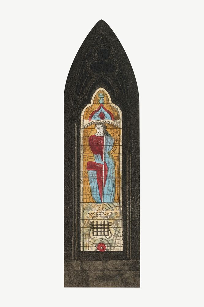 Church stained glass, religion art illustration by J. R. Hamble psd.  Remixed by rawpixel. 