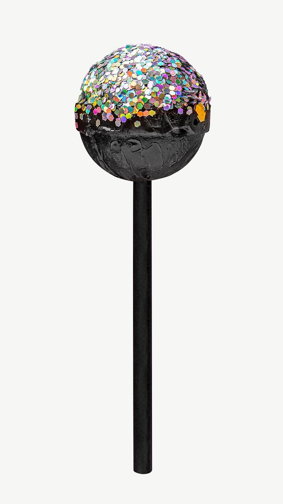 Black lollipop colorful glitter psd