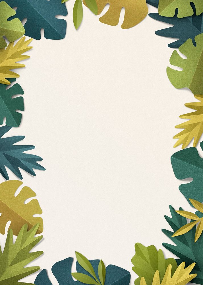 Tropical leaf frame background, beige design