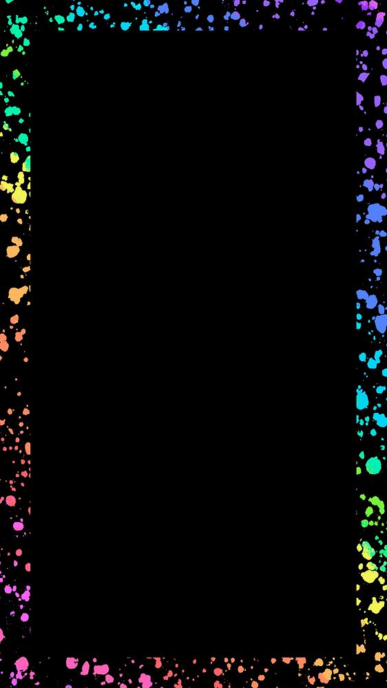 Rainbow splash frame iPhone wallpaper, black design