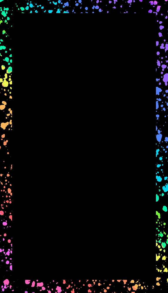 Rainbow splash frame iPhone wallpaper, black design