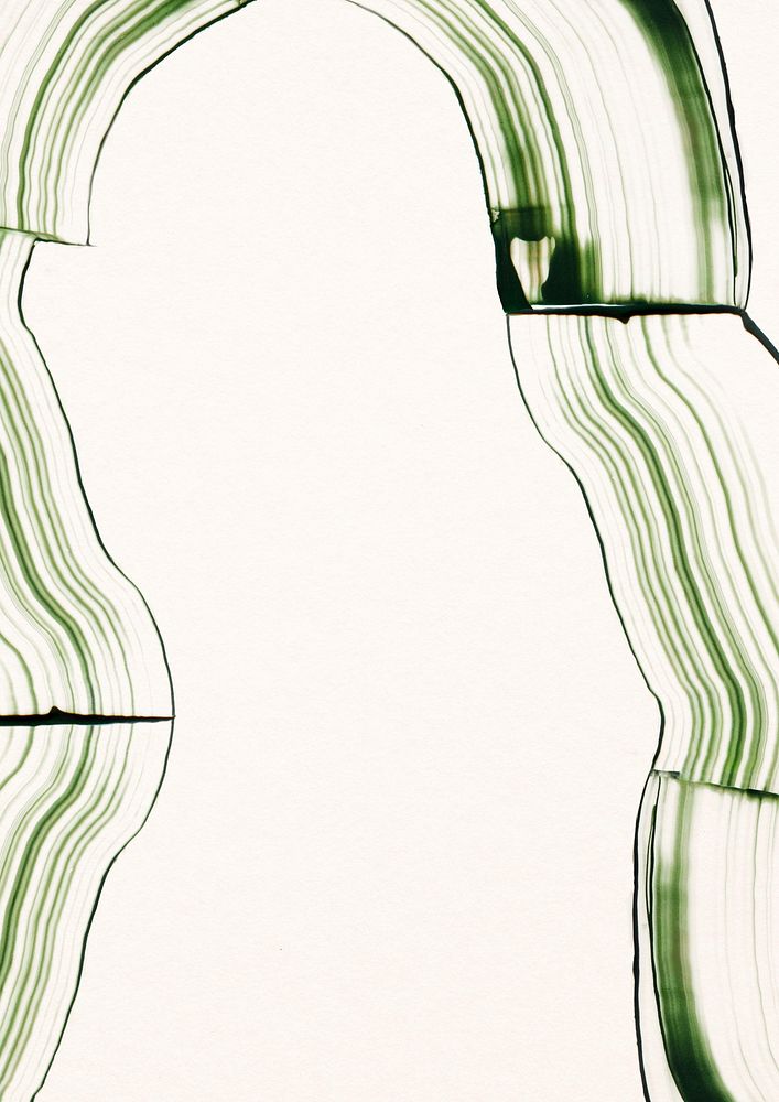Beige abstract background, green brush stroke border
